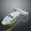 Futuristic Sci Fi Spacecraft Model With White Yellow Design Streamlined Structure And Antennas Vents 3d model