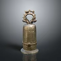 Traditional Chinese Ancient Architecture Featuring Bronze Bell With Dragon Ornament Design