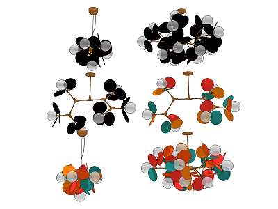 Modern Artistic Colorful Chandelier With Spherical Petal Shaped Metal Frame Ceiling Light 3d model