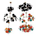 Modern Artistic Colorful Chandelier With Spherical Petal Shaped Metal Frame Ceiling Light