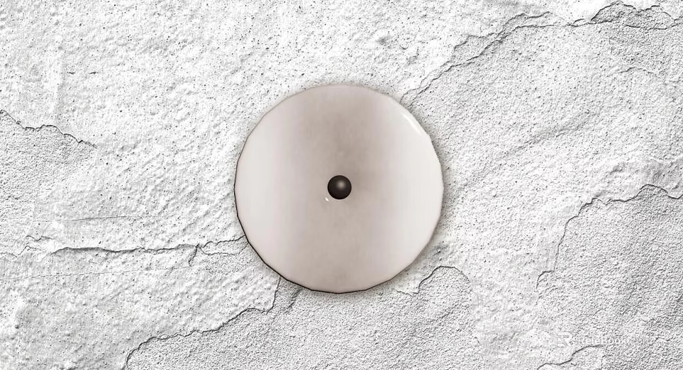 Round Metallic Wall Decor Mounted On White Cracked Textured Wall 3d model 