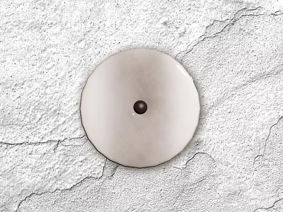 Round Metallic Wall Decor Mounted On White Cracked Textured Wall 3d model