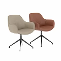 Beige Leather Single Chair With Modern Design Armrest Tufted Backrest And Metal Tripod Base