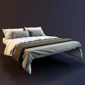 Modern Double Bed With White Sheets Gray Duvet And Pillows In Minimalist Style