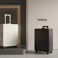 Poliform White And Black Suitcases With Aluminum Stripes And Wheels Design