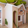 Kids Theme Hotel Guest Room With Treehouse Bed Slide Rainbow And Cloud Decor