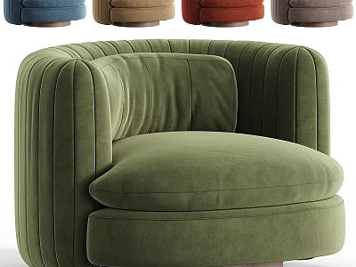 Modern Casual Sofa Set with Velvet Upholstery Curved Armrest and Multiple Color Choices 3d model
