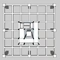 3D Model of Spiral Staircase Structure With Grid Foundation and Supports