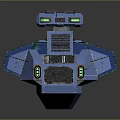Blue Futuristic Spacecraft With Advanced Sci Fi Design And Weapon Systems