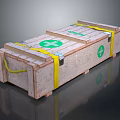 Wooden Crate With Green Cross Symbols Yellow Straps Secured Medical Storage