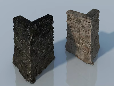 Hinged Door Frames In Two Colors With Natural Stone Texture Design 3d model