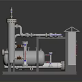 Industrial Processing Equipment With Pipeline System Cylindrical Vessel And Control Panel