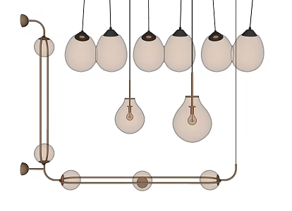 Light Luxury Chandelier Glass Chandelier Combination 3d model