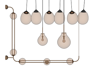 Light Luxury Chandelier Glass Chandelier Combination 3d model