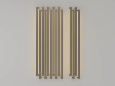 Modern Golden Vertical Strip Wall Lamps Design For Decorative Indoor Lighting 3d model