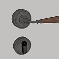 Vintage Metal Door Handle With Wooden Grip And Sleek Black Finish