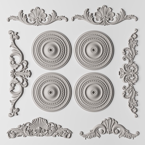 Jane European carved lamp plate 3d model