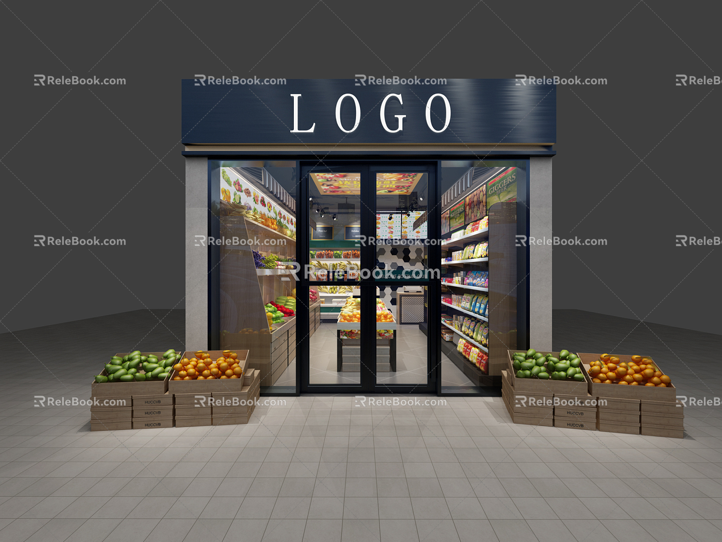 Modern supermarket fruit shop snack shop 3d model