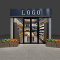 Grocery Supermarket Store Front with Brand Logo Fresh Fruits Display and Organized Product Shelves Inside Daily Essentials