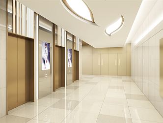 modern elevator hall 3d model