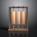 Wooden Wind Chime With Hanging Frame Carved Tubes And Decorative Pendants