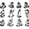 Luohan Characters Luohan Eighteen Luohan White Drawing Luohan Figure Luohan White Drawing Buddhist Characters Monk Buddha Five Hundred Luohan 3d model