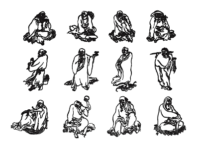 Luohan Characters Luohan Eighteen Luohan White Drawing Luohan Figure Luohan White Drawing Buddhist Characters Monk Buddha Five Hundred Luohan 3d model