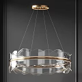 Elegant Modern Glass Chandelier With Gold Metal Frame And Layered Design