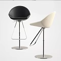 Modern Black And White Bar Stools With Curved Seat And Metal Frame Base
