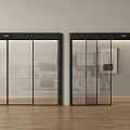 Modern Interior Sliding Glass Doors With Black Frame And Wooden Floor