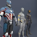 Game and Movie Superhero Characters With Shield Silver Suit and Black Armor Designs