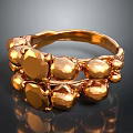 Gold Decorative Ring With Oval And Round Gemstones Intricate Braided Band Design