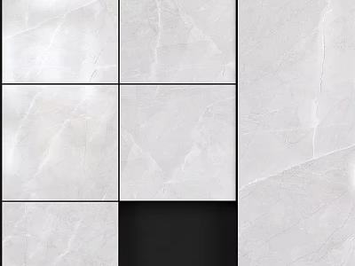White Marble Texture Tile Components With Black Square Detail For Modern Interior 3d model