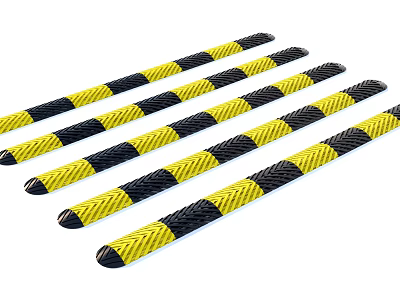High Visibility Yellow And Black Striped Speed Bumps For Public Traffic Safety Facilities 3d model