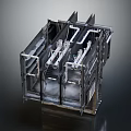 Industrial Metal Frame Structure With Internal Pipes And Support Components