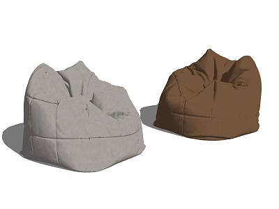 Stylish Bean Bag Chairs in Gray and Brown for Home Interior 3d model