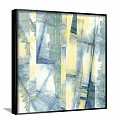 Abstract Paintings With Yellow Blue White Geometric Lines On Grey Wall 3d model