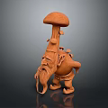 Detailed Handmade Wooden Sculpture Carving of Mythical Dwarf with Mushroom Head and Long Beard