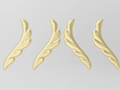 Intricate Golden Leaf Shaped Decorative Carvings For Elegant Ornamental Use 3d model