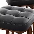 Modern Style Bar Stools With Black Cushioned Seat Wooden Legs And Footrest