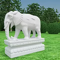 White Reptile Sculpture Displayed On Green Lawn Surrounded By Trees And Bushes