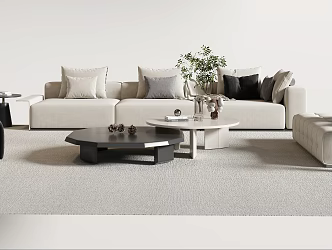 minotti modern sofa coffee table combination three-seat sofa living room sofa lounge chair chaise longue coffee table carpet 3d model
