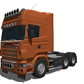 Orange SCANIA Heavy Duty Truck With Roof Lights Front Headlights And Spacious Cab