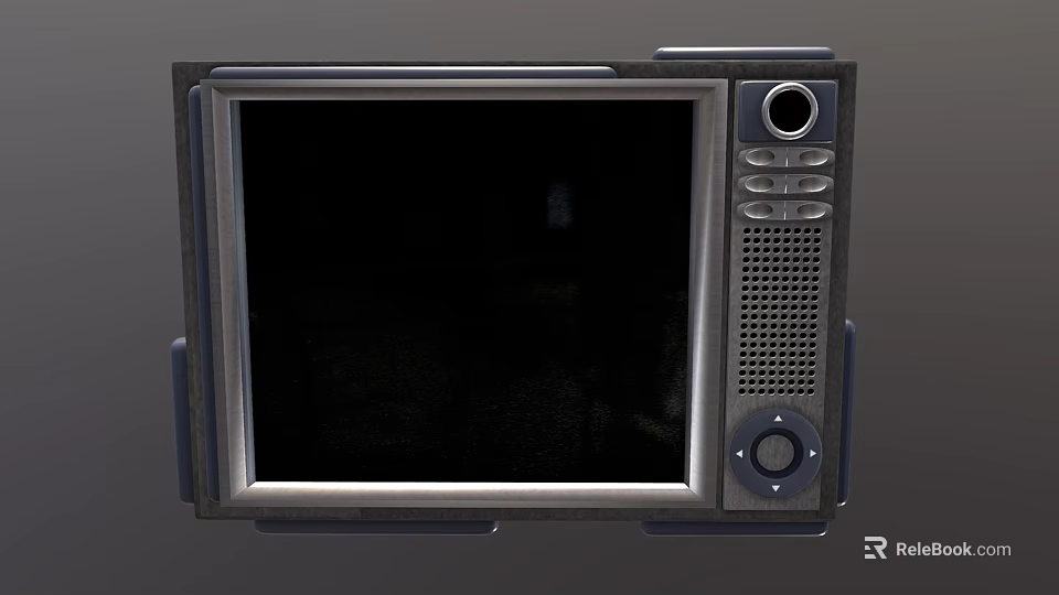 Industrial Computer Display with Control Panel Buttons and Knob Interface Design 3d model 