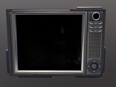 Industrial Computer Display with Control Panel Buttons and Knob Interface Design 3d model