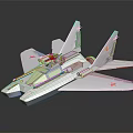 White Fighter Jet Model with Red Star Emblems on Wings and Green Transparent Cockpit