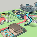 Modern Garden Landscape Design With Winding Paths Water Features And Green Lawns