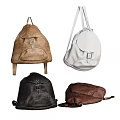 Stylish Assorted Color Backpacks With Brown White Black Leather And Buckle Details