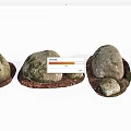 Natural Stone Decorative Items With Wood Base And Moss Details For Home