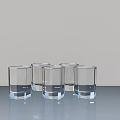 Display Shelves With Transparent Glass Cups Arranged On Gray Background